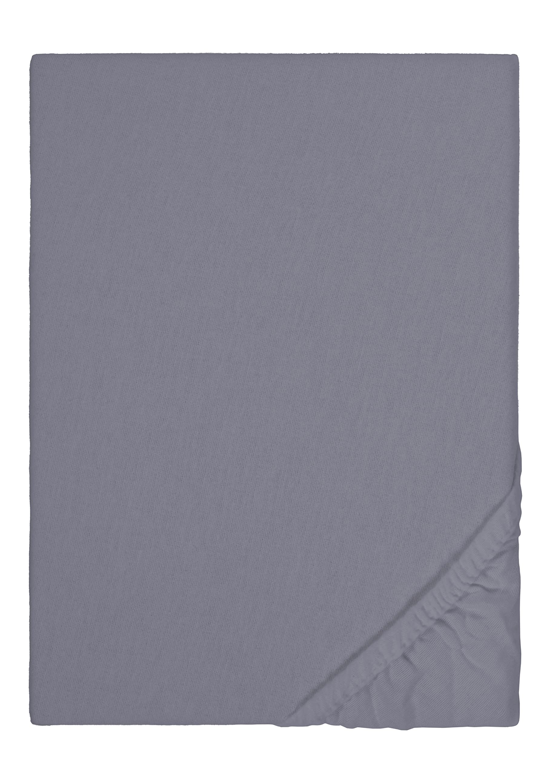 Biberna 2744/001 / 041 Flannelette Fitted Sheet, Silber Grau, 180 cm x 200 cm