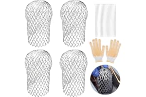 4 Pcs Gutter Downspout Guards 3.5 Inch Aluminum Leaf Filter Strainer Expandable Gutter Downspout Protector for Preventing Blo