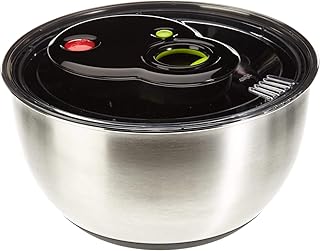 Emsa 513441 Edelstahl Salatschleuder, Turboknopf, 4,5 Liter, Turboline, edelstahl/schwarz