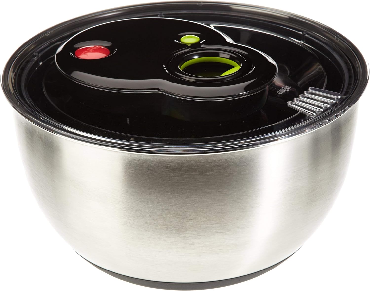 Emsa 513441 Edelstahl Salatschleuder, Turboknopf, 4,5 Liter, Turboline, edelstahl/schwarz