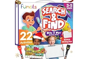 Funcils Search and Find for Kids & Toddlers - Preschool Learning Activity Book, Art and Craft Supplies, Seek Find Games, Birthday Gifts for Girls & Boys, Educational Toys for Ages 3, 4, 5, 6 Year Old