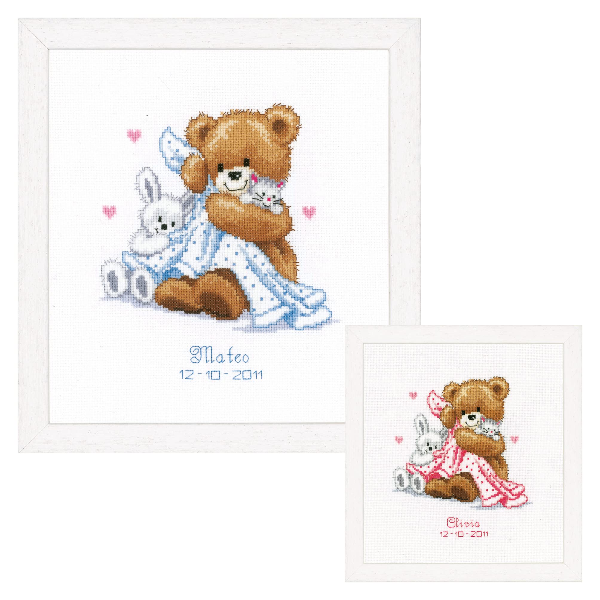 Vervaco Birth Record Teddy and Blanket Counted Cross Stitch Kit, Multi-Colour