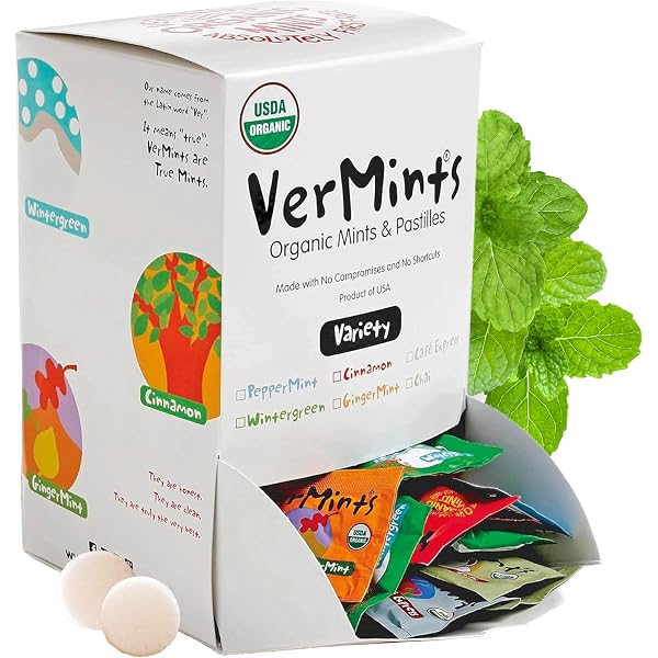 Vermints Organic Gingermint Breath Mints, 1.41 Oz Tin, USDA-Certified, Vegan, Gluten-Free, Non-GMO
