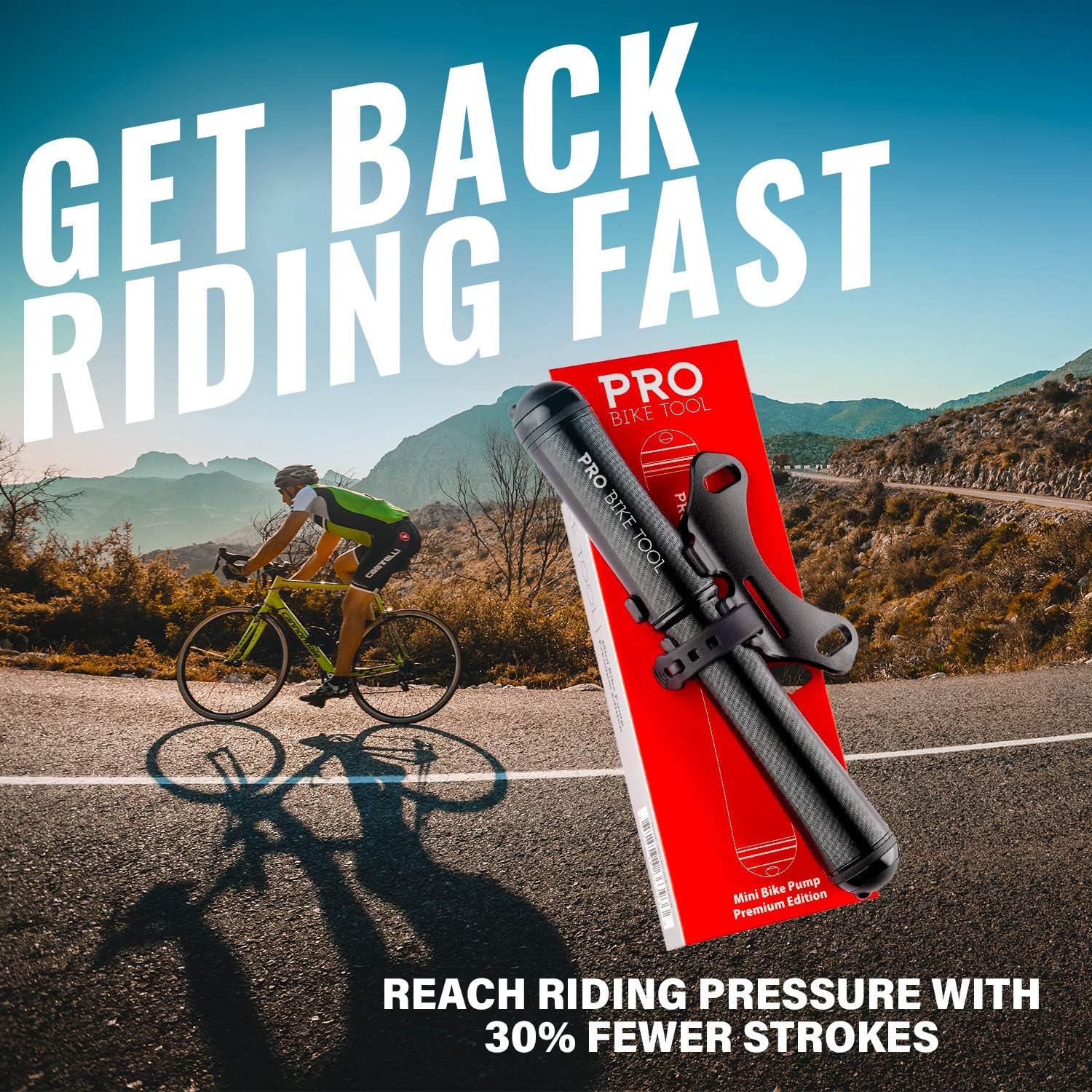 PRO BIKE TOOL Mini Bike Pump Premium Edition - Fits Presta and Schrader valves - High Pressure PSI - Bicycle Tire Pump for Road and Mountain Bikes : Sports & Outdoors