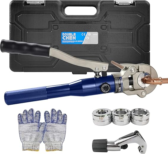 Hydraulic Copper Pipe Tube Fittings Crimping Tool with 1/2, 3/4 and 1