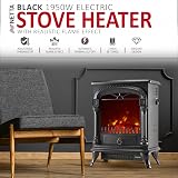 NETTA Electric Fireplace Stove Heater with Log Fire Effect Arch Design 1750W view 2
