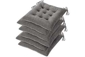 OVOV Chair Cushions for Dining Chairs Set of 6 Tufted Indoor Chair Pads with Ties Soft Square Seat Cushions for Kitchen Chair