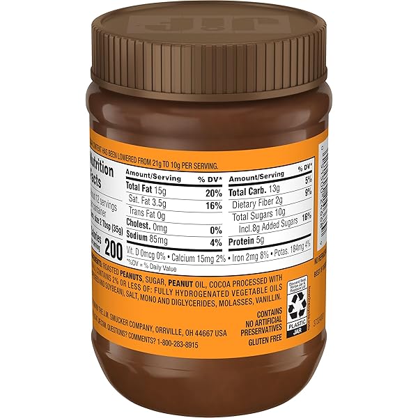 JIF PEANUT BUTTER & CHOCOLATE FLAVORED SPREAD, 15 OZ. JAR