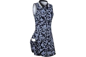 FREEYE Womens Sleeveless Golf Tennis Dresses with Inner Shorts＆Pockets for Workout Exercise