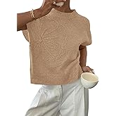 PRETTYGARDEN Women's 2026 Spring Sweater Vest Trendy Flower Knit Short Sleeve Cute Pullover Tank Tops Summer Fashion Clothing