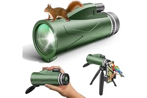 Eullsi 80x100 HD Monocular Telescope, Monoculars for Adults with Tripod & Phone Adapter, Monoculars for Bird Watching Stargazing Camping Hiking Hunting Wildlife Travel, Green