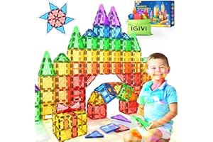IGIVI Magnetic Tiles Kids Toys for 3+ Year Old Boys & Girls, STEM Building Blocks Toys & Games, Sensory Toys for Toddlers, 3 4 5 6 7 8 Year Old Boy Birthday Gift
