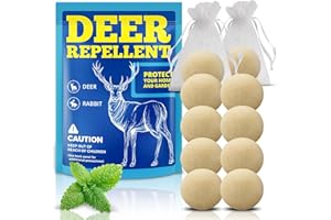 NICOSIS Deer Repellent 10 Balls, Rabbit Repellent Outdoor for Plants, Natural Deer Deterrent Keep Deer and Rabbit Out of Garden Yard, Powerful Deer Repellent for Backyard Plant Tree Vegetable Flowers