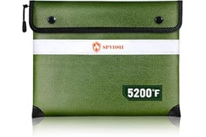 SPVIOQI Upgraded 5200°F Fireproof Document Bag - with Heat Insulated, Fireproof Bag with Zipper/Reflective Strip, 8 Layers of Functional Materials, Fireproof Money Bag for Cash/Documents, Water Resistant Bag