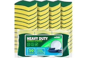 AIDEA Sponges Kitchen, 50 Pack Heavy Duty Dish Sponge, Cleaning Dish Scrubber Sponge for Home and Kitchen, Stink-Free Cleanin