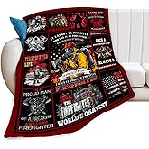 Firefighter Blanket Soft Fuzzy Fleece Fireman Blankets Decor Cozy Warm Plush Flannel Fire Fighter Blanket Gifts for Boys Girls Men Women Home Chair Sofa Couch Bed 50"X40"