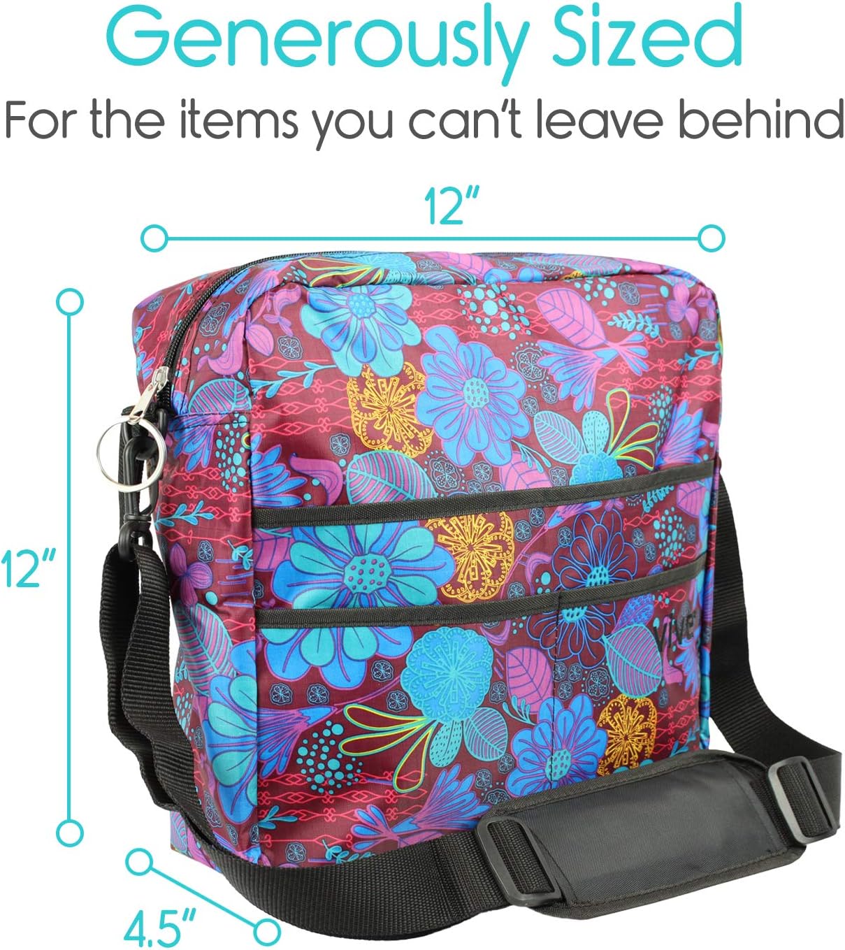 Vive Rollator Bag - Universal Travel Tote for Carrying Accessories on Wheelchair, Rolling Walkers & Transport Chairs - Lightweight Laptop Basket for Handicap, Disabled Medical Mobility Aid Pouch: Health & Personal Care
