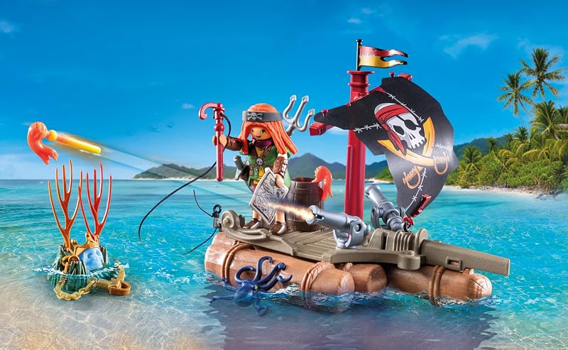 | Piratas | Recuperação de Tesouros na Jangada Pirata | Brinquedo Pirata | Figura Pirata | Brinquedo para rapazes e raparigas a partir dos 4 anos | 71794