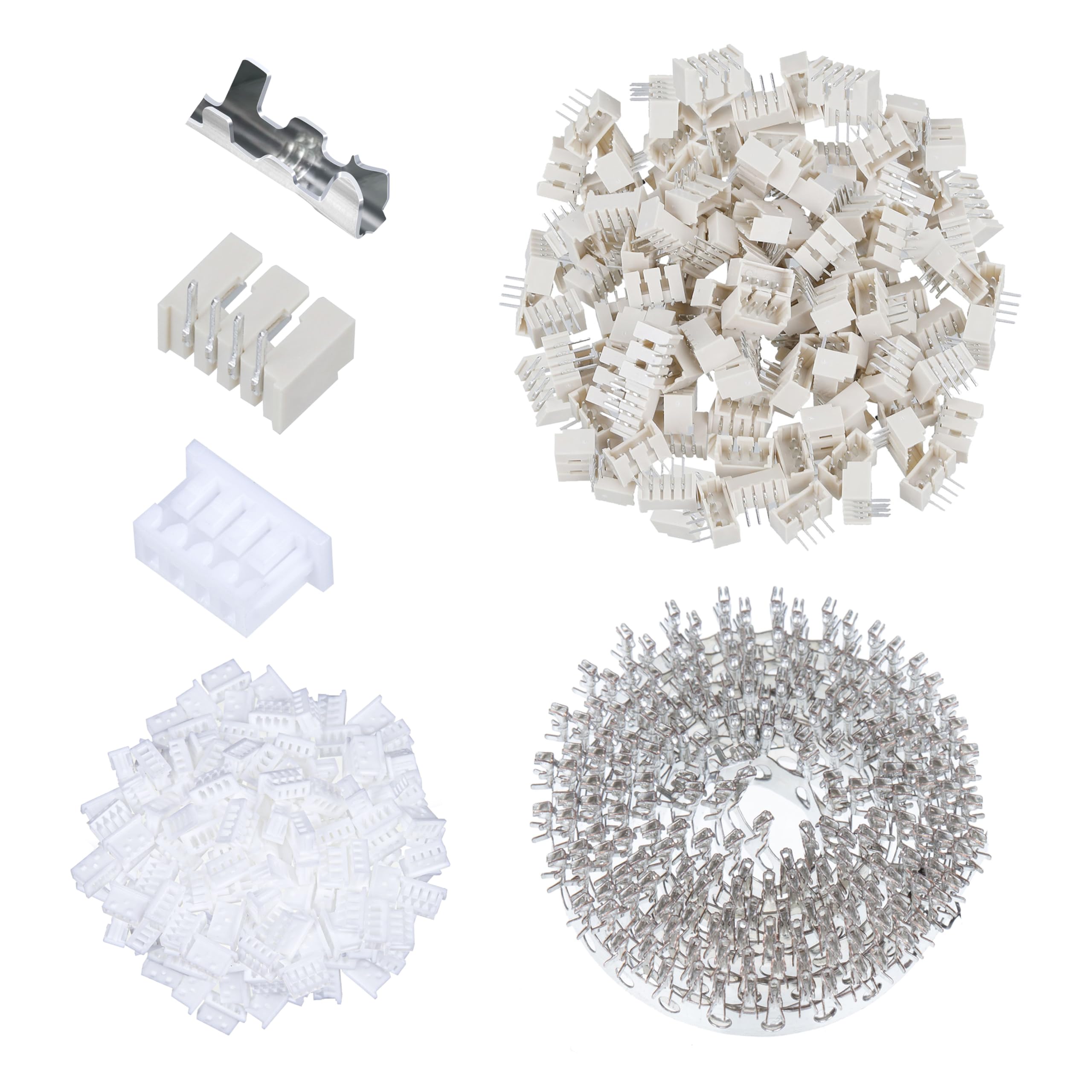 CQRobot 100 Sets/600 Pieces 1.25mm Pitch 4-Pin Electronic Wire-to-Board Connector Adapter Cable Assembly SMD Male Plugs, Female Sockets Housing and Crimp Terminal Kit Compatible with Molex Picoblade.