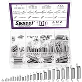 Swpeet 100Pcs 25 Different Sizes Stainless Steel Extension Spring with a Dual Hook Assortment Kit, Mechanical Extension Springs Small Spring for Home Repairs