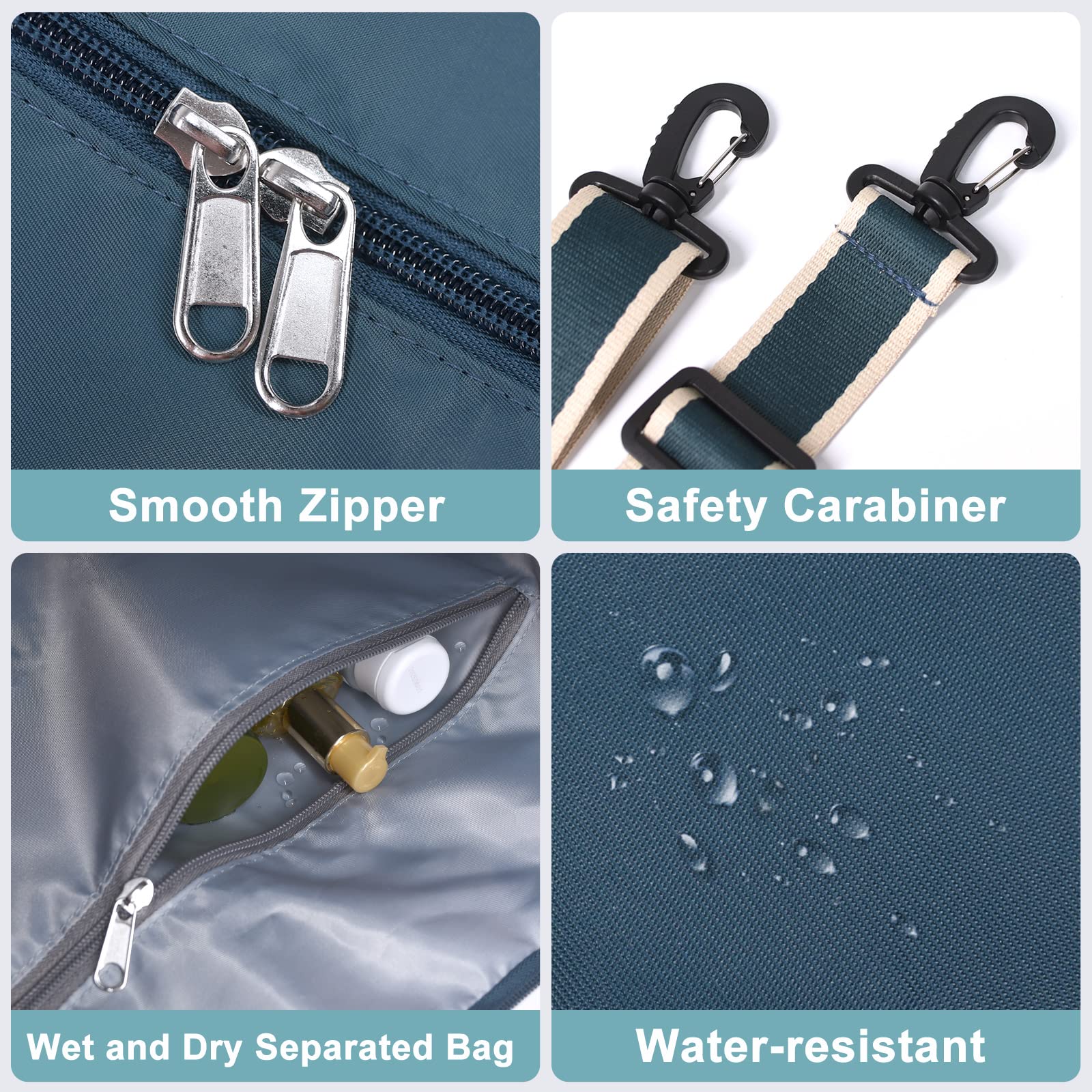 DMLuna Travel Duffel Bag, Tote Sports Gym Bag, Shoulder Overnight Weekender Bag for Women & Men, Hospital bag, Expandable Duffel Bag with Trolley Sleeve/Wet Pocket