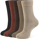 CLOSEMATE Womens Thin Crew Socks Soft Combed Cotton Comfortable Casual Everyday Wear Calf Socks 5 Pairs