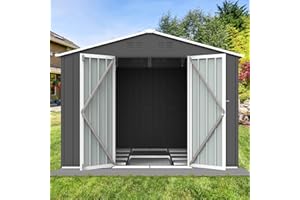 EMKK 8 x 6 FT Storage Sheds Outdoor with Floor, Metal Outdoor Storage Shed 8' x 6', Steel Utility Tool Shed Storage House with Door & Lock, Metal Sheds Outdoor Storage for Backyard Garden Patio Lawn