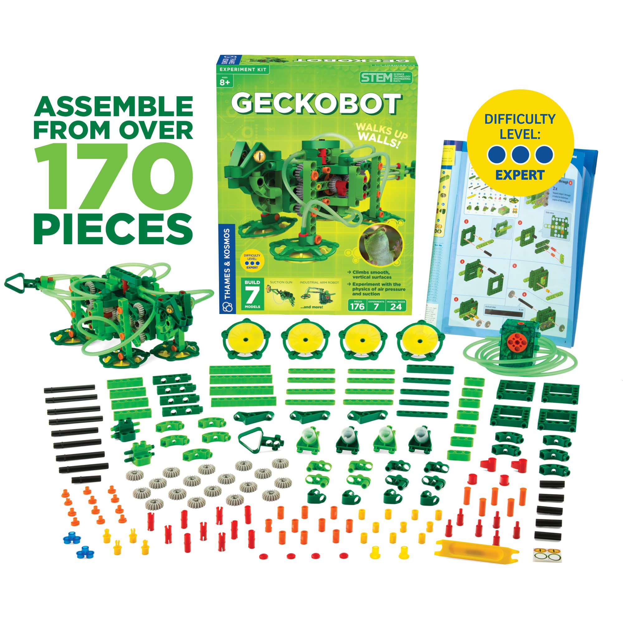 Thames & Kosmos Geckobot STEM Experiment Kit | Build a Wall-Climbing Robot & 6 Other Mechanical Creations | Explore The Physics of Air Pressure & Suction | Difficulty Level: Advanced