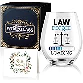 AGMDESIGN Law Degree Loading Funny Wine Glasses with Gift Box, Graduation Gifts for Law Students Lawyer Graduate JD Lawyer Consultant Paralegal, Future Lawyer Wine Glass for Son Daughter