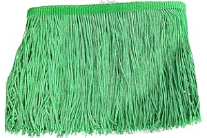 SEW TRENDS 2 Yards of 6" Long Chainette Fringe Thread Yarn Tassel Trim Braid Fringe for Crafts Sewing and Decor-Green