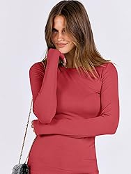 ANRABESS Women Long Sleeve Shirts Rib Knit Slim Fit
