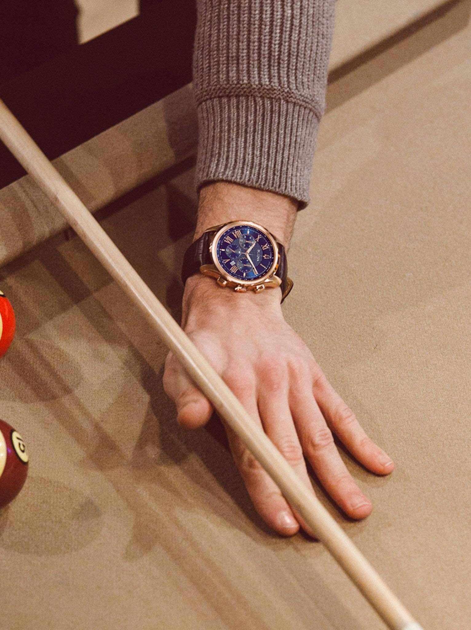 Bulova(ブローバ) メンズ クロノグラフ クォーツウォッチ レザーストラップ付き 97B170