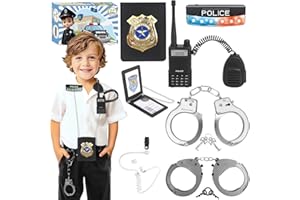 IVENRXIU Police Toys, Police Pretend Play Toys for Dress Up, Role Play Set with Police Accessories, Handcuffs, Warning Light, Police Badge, Birthday Halloween Christmas Gifts