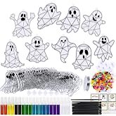 Winlyn 27 Sets Halloween Ghost Suncatchers Ornaments Decorations DIY Window Paint Art Sun Catchers Halloween Craft Kits Painting Kits for Kids Classroom Activities Art Projects Part Favors