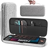 Henstar Carrying Case for Nintendo Switch 2 2025, Protective Hard Shell Portable Travel Case with 10 Game Card Slots, Large Volume Bundle Holder for Nintendo Switch 2 Accessories & Games, White