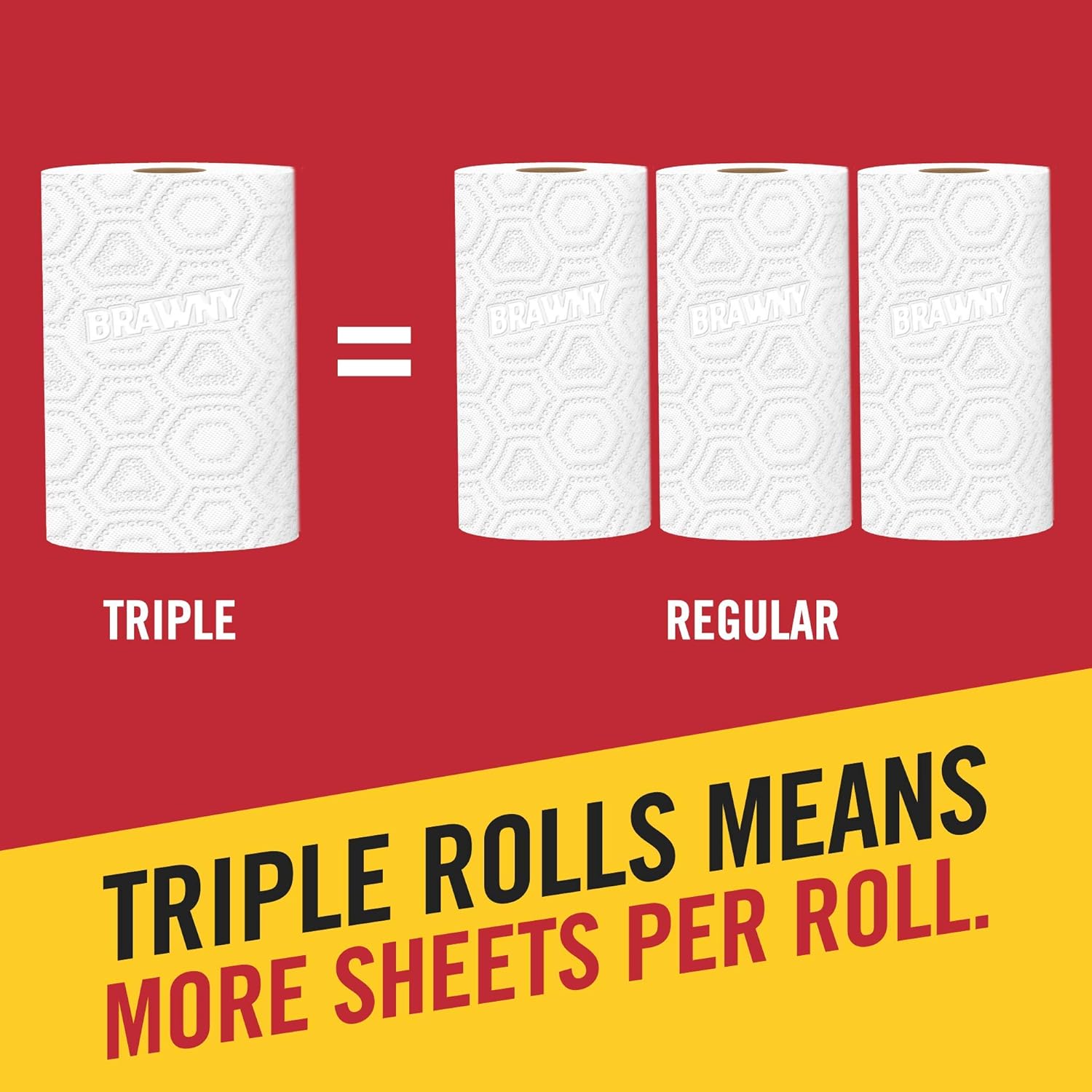 Brawny Flex Paper Towels, 8 Triple Rolls = 24 Regular Rolls, Tear-A-Square, 3 Sheet Size Options, Quarter Size Sheets, 8 Count: Health & Personal Care