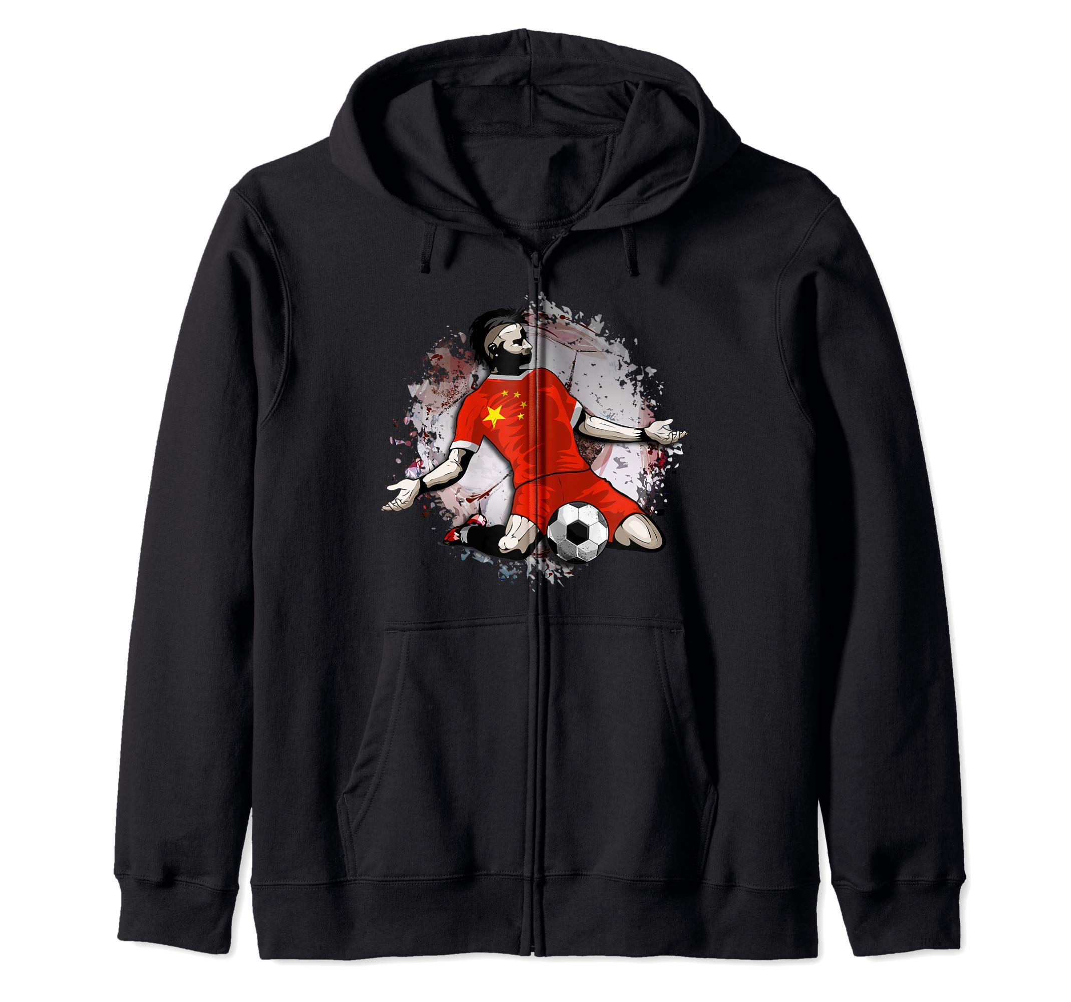China Soccer Chinese National Flag Proud Football Lovers Art Zip Hoodie