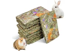 Fhiny 12 PCS Rabbit Timothy Hay Chips Toys, Natural Bunny Molar Treats with Herbal Flowers Rabbit Chew Toys for Teeth Small Animal Snacks for Rats Chinchillas Guinea Pigs Hamsters