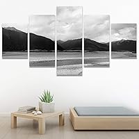 SIGNWIN 5 Panel Canvas Wall Art Monochromatic Mountains for Home Decorations Ready to Hang - 60