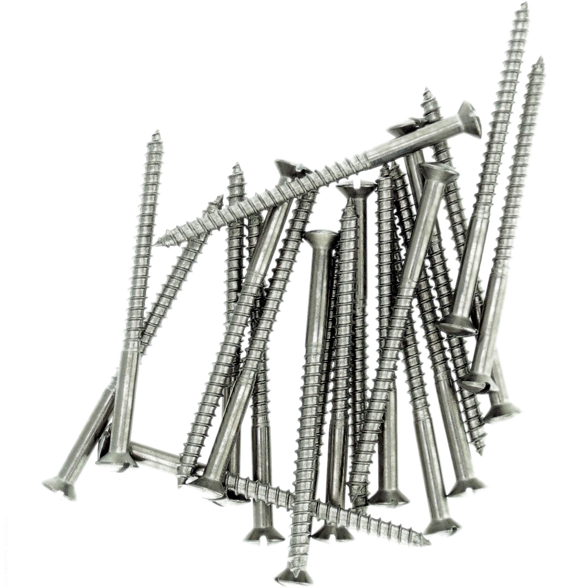 No.4 x 0.78 (3.0mm x 20mm) Slot Raised Countersunk Wood Screw - Stainless Steel (A2) (Pack of 20)