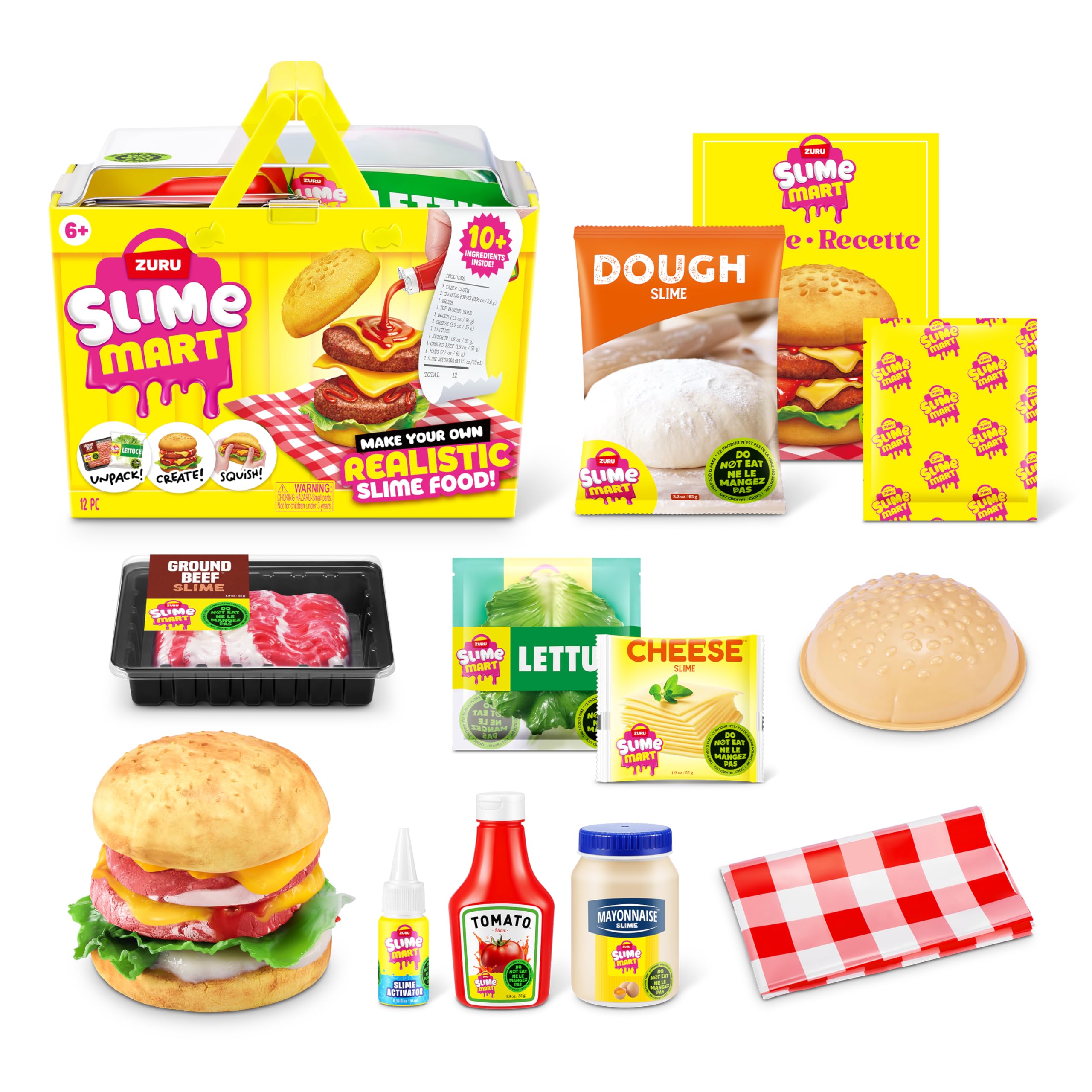 Slime Mart Small Basket by ZURU for Making Burgers, Compound Slime Toy, Arts & Crafts for Kids and Kidults, Soft Slime Making Kit - Slime Kit for Girls Ages 6-10, Burger