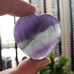 Bacatgem 1 Pcs Natural Fluorite Palm Worry Carved