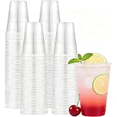 TashiBox 12 oz clear plastic cups - Disposable cold drink party cups (200)