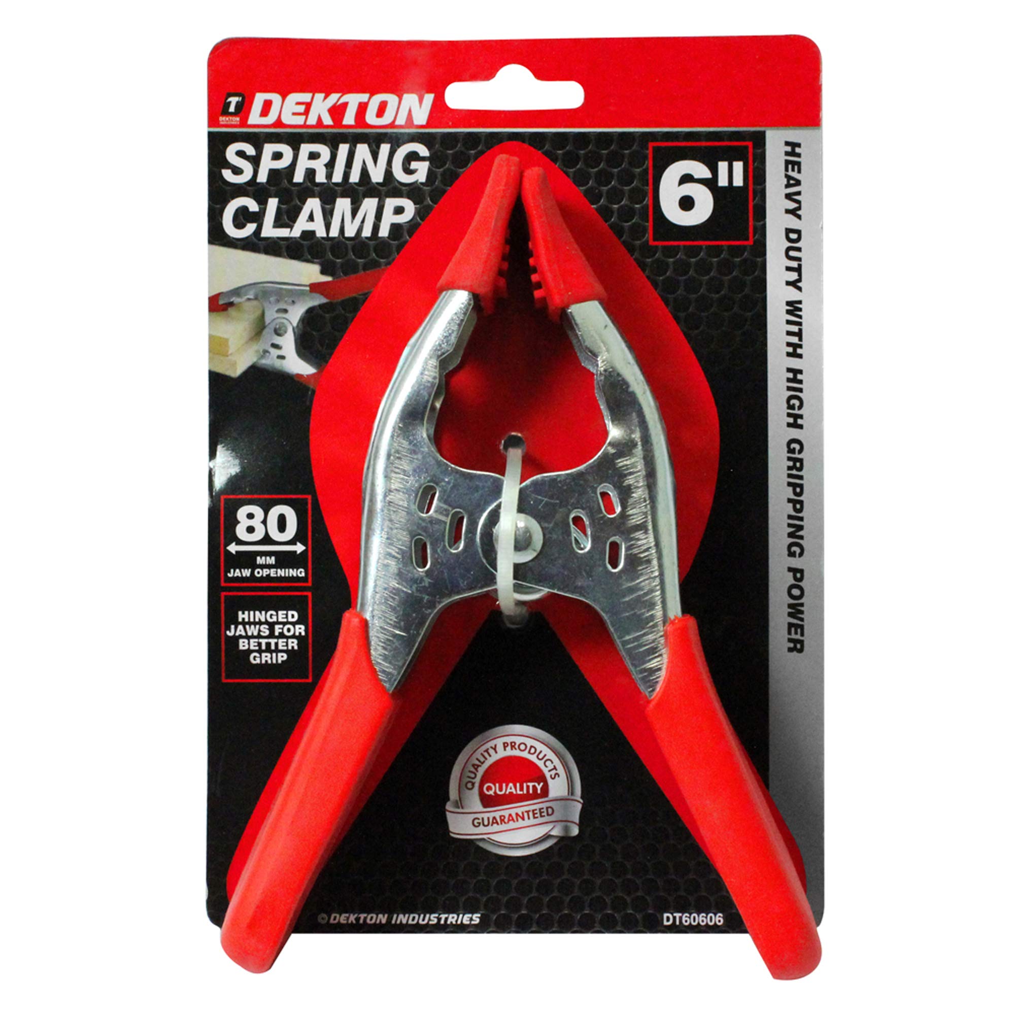 DEKTON DT60606 6" Spring Clamp, zinc Plated, Rubber Grip, 80mm jaw Spread