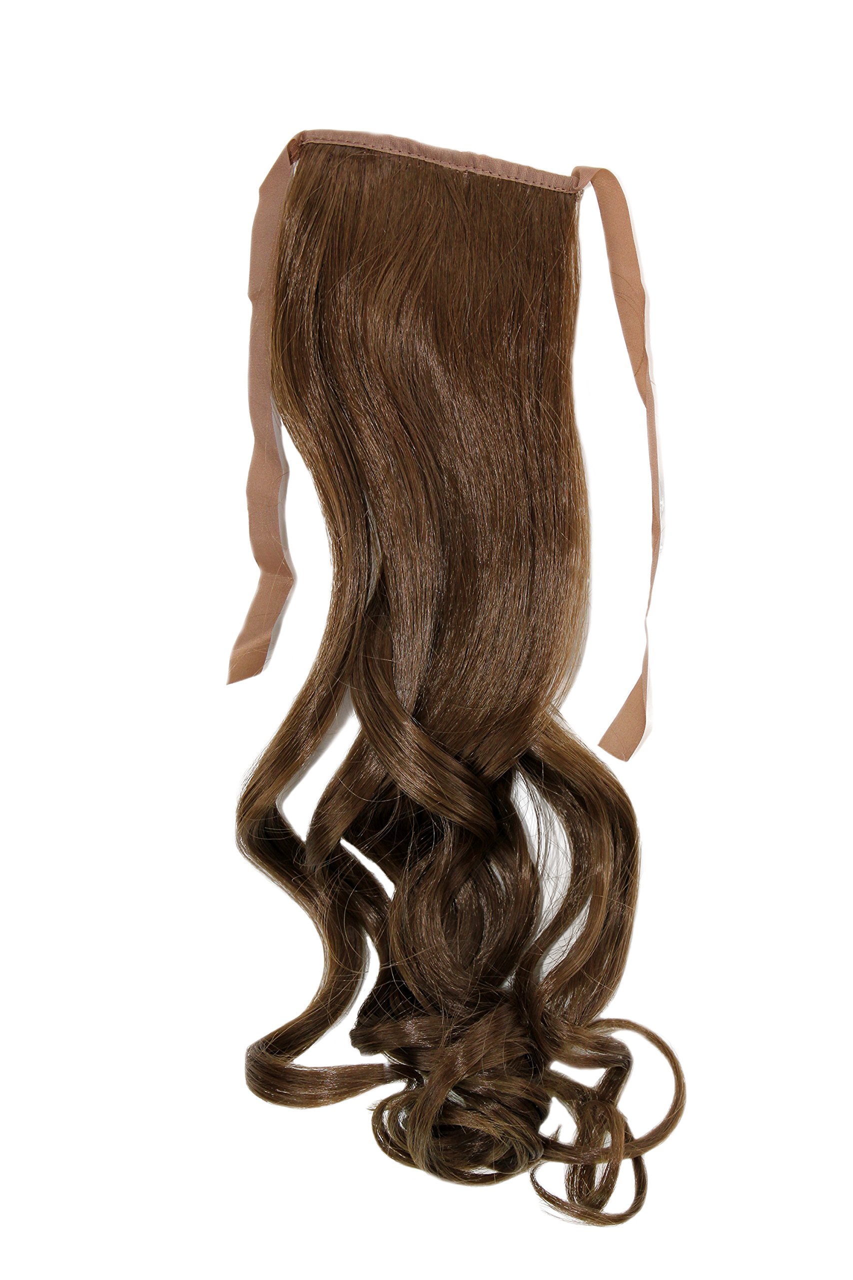 WIG ME UP - YZF-TC18-10 Hairpiece Pontail Pigtail extension slim light wavy comb and ribbon medium brown 18inch