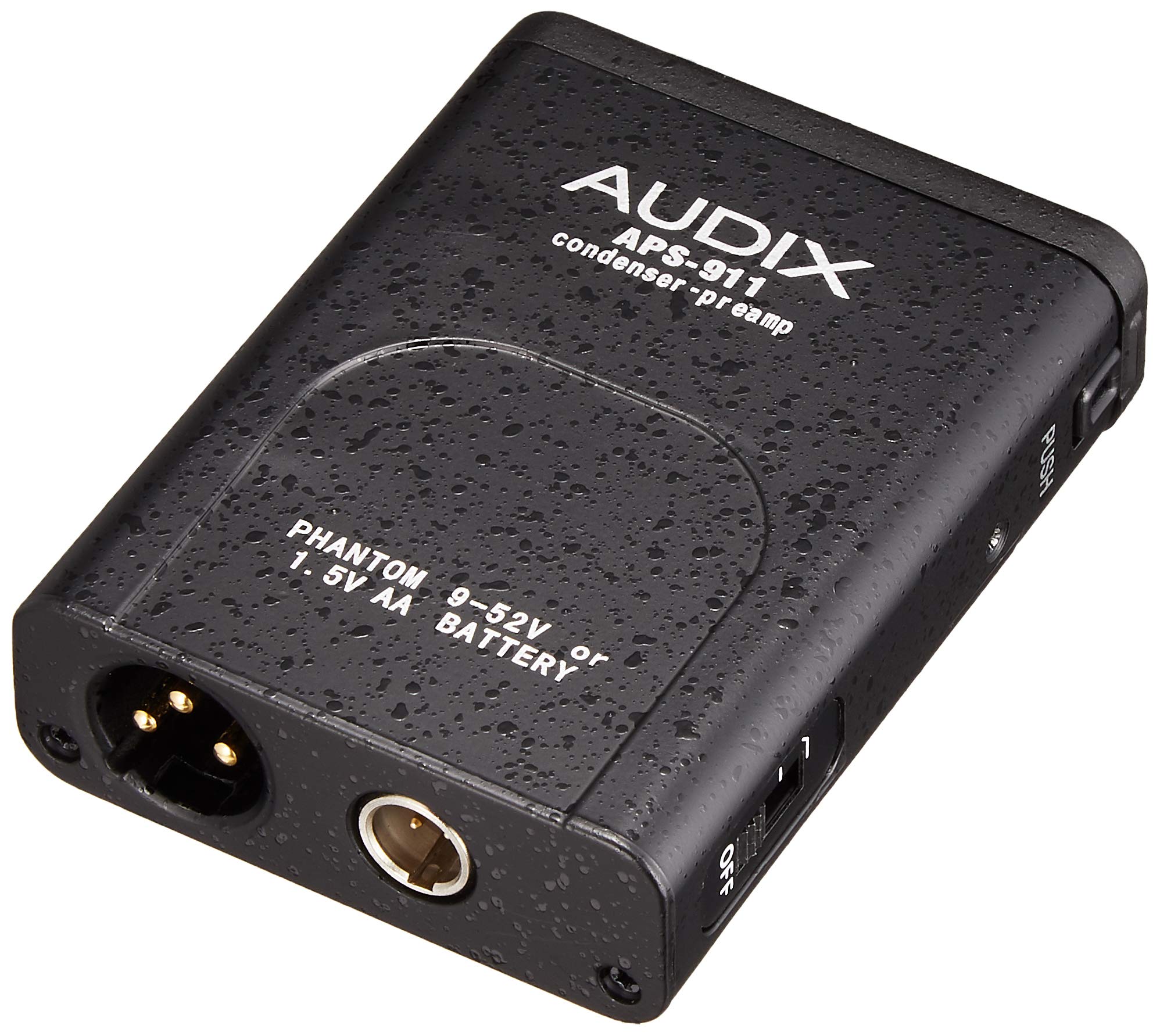 Audix AX APS911 AA Battery Phantom Power Adapter – XLR to Mini XLR, On/Off Switch, Bass Roll-Off, for Condenser Microphones
