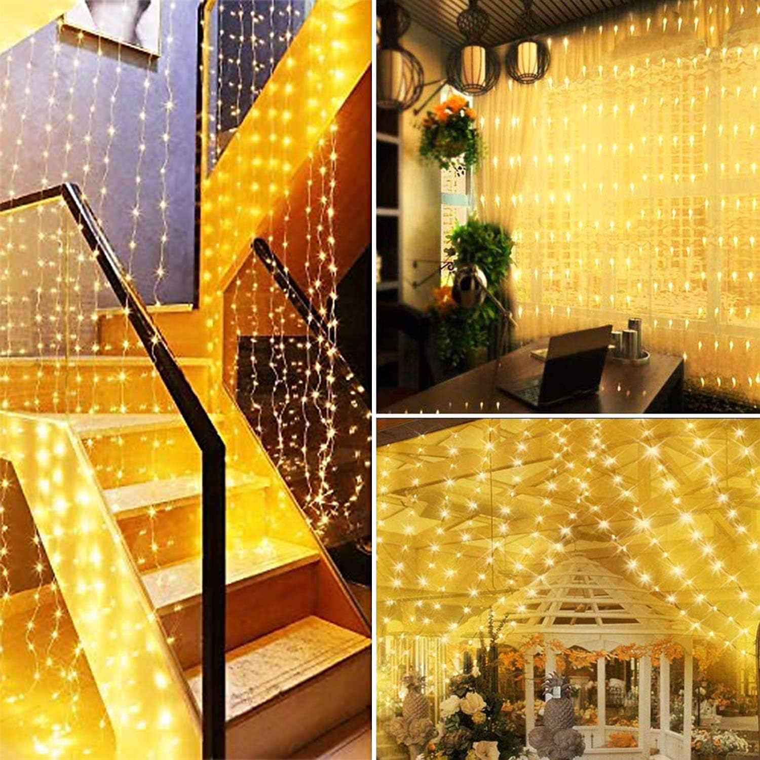 AIGUMI Curtain Fairy Lights, 3m×3m 300LED Christmas Hanging Fairy Lights, Curtain Lights Indoor with 8 Modes Remote Control - Image 4