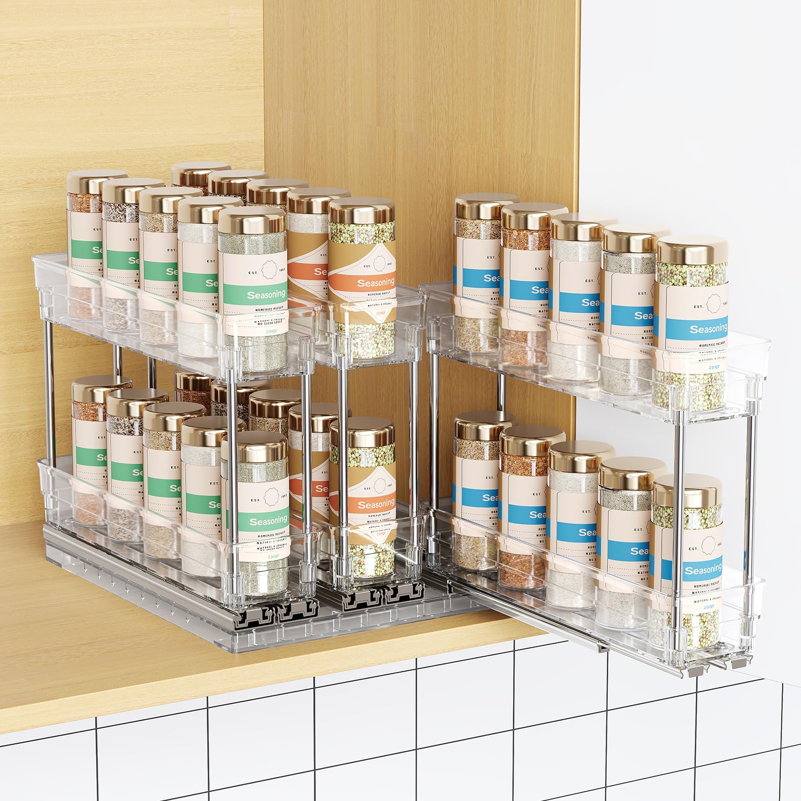 Mystozer Pull Out Spice Rack Organizer for Cabinet, Slide Out Spice ...