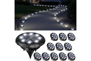 SOLPEX Mini Solar Ground Lights, 12 Pack Solar Lights Outdoor Waterproof, Landscape Lighting for Garden Pathway Driveway Walkway (Cool White)