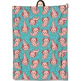 Turamurra Cute Axolotl Throw Blanket Gifts for Adults Kids, Pink Axolotls Blankets for Living Room Bedroom Decor, Fuzzy Warm Flannel Plush 50"x60"